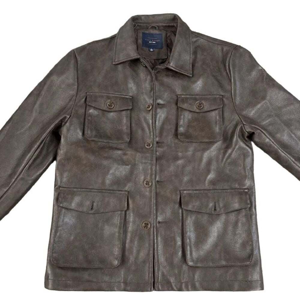 Marc Asher New York Men's Brown Faux Leather Safari Field Jacket Size L